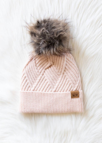Blush Decorative Knit Pom Hat