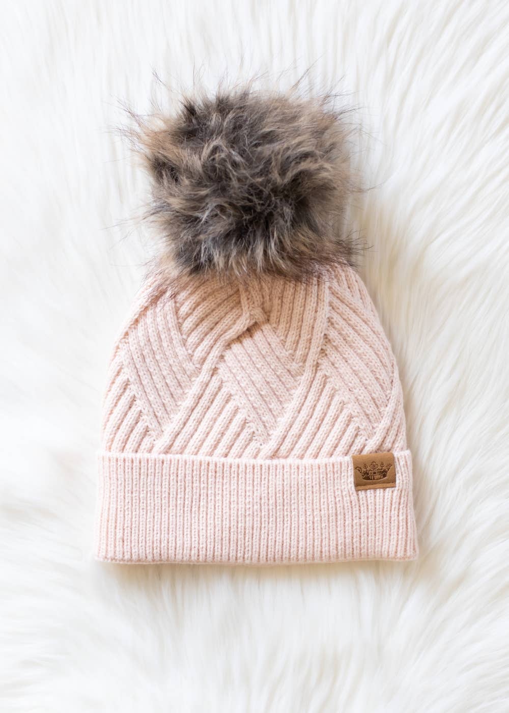 Blush Decorative Knit Pom Hat
