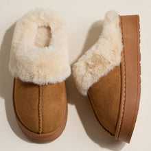 Brown Platform Fur Lined Slippers