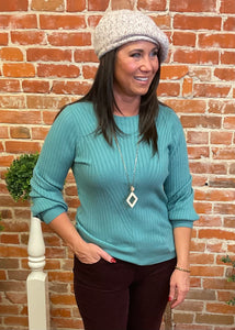 Liverpool Ocean Long Sleeve Ribbed Sweater