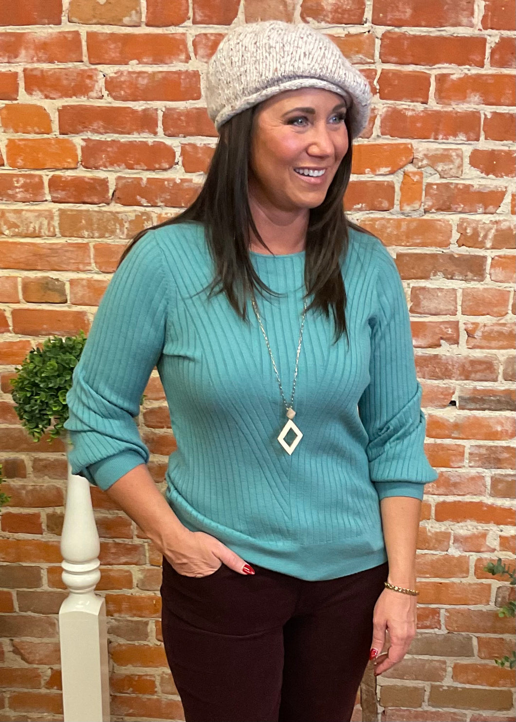 Liverpool Ocean Long Sleeve Ribbed Sweater