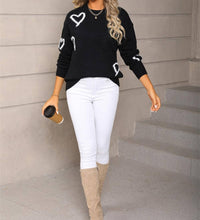 Black Fuzzy Heart Sweater