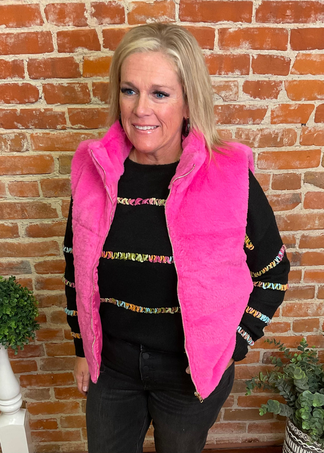 Hot Pink Fuzzy Vest