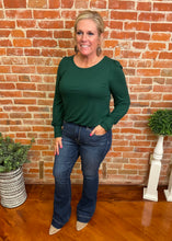 Green Long Sleeve Top with Smocked Detail