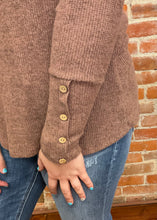 Gingerbread Rib Knit Top with Button Cuffs