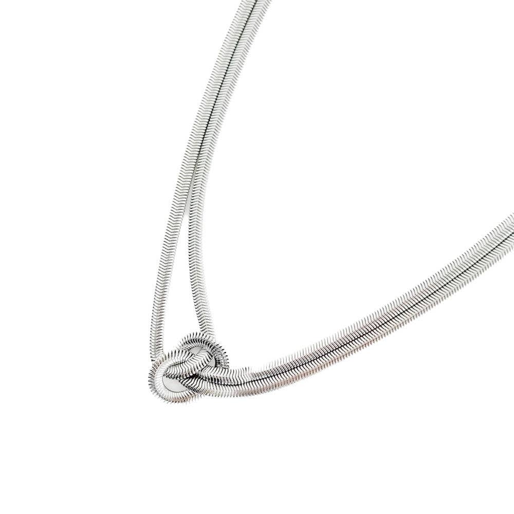 Talia Tied Necklace - WATERPROOF: Silver