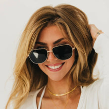 April Aviator Sunglasses: Gold/Black Lens