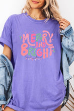Merry and Bright Graphic Garment Dyed Tee: BERRY / L