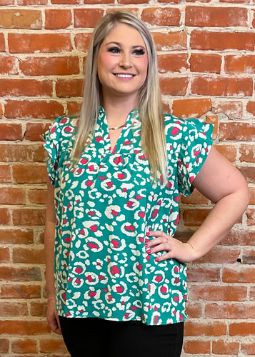 Cheetah Print Butterfly Sleeve Top (Multiple Colors)