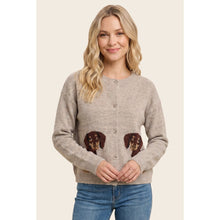 Dachshund Jacquard Button Down Cardigan