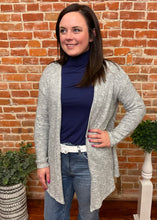 Grey Brushed Sweater Knit Cardigan
