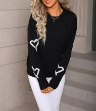 Black Fuzzy Heart Sweater