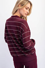 Dark Cherry & Cream Stripe Long Sleeve Top