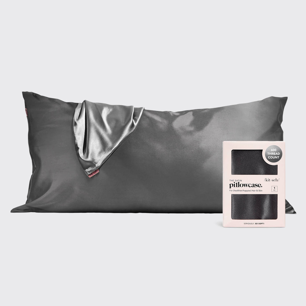 Charcoal Satin King Pillowcase