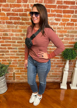 Long Sleeve Striped Henley Top