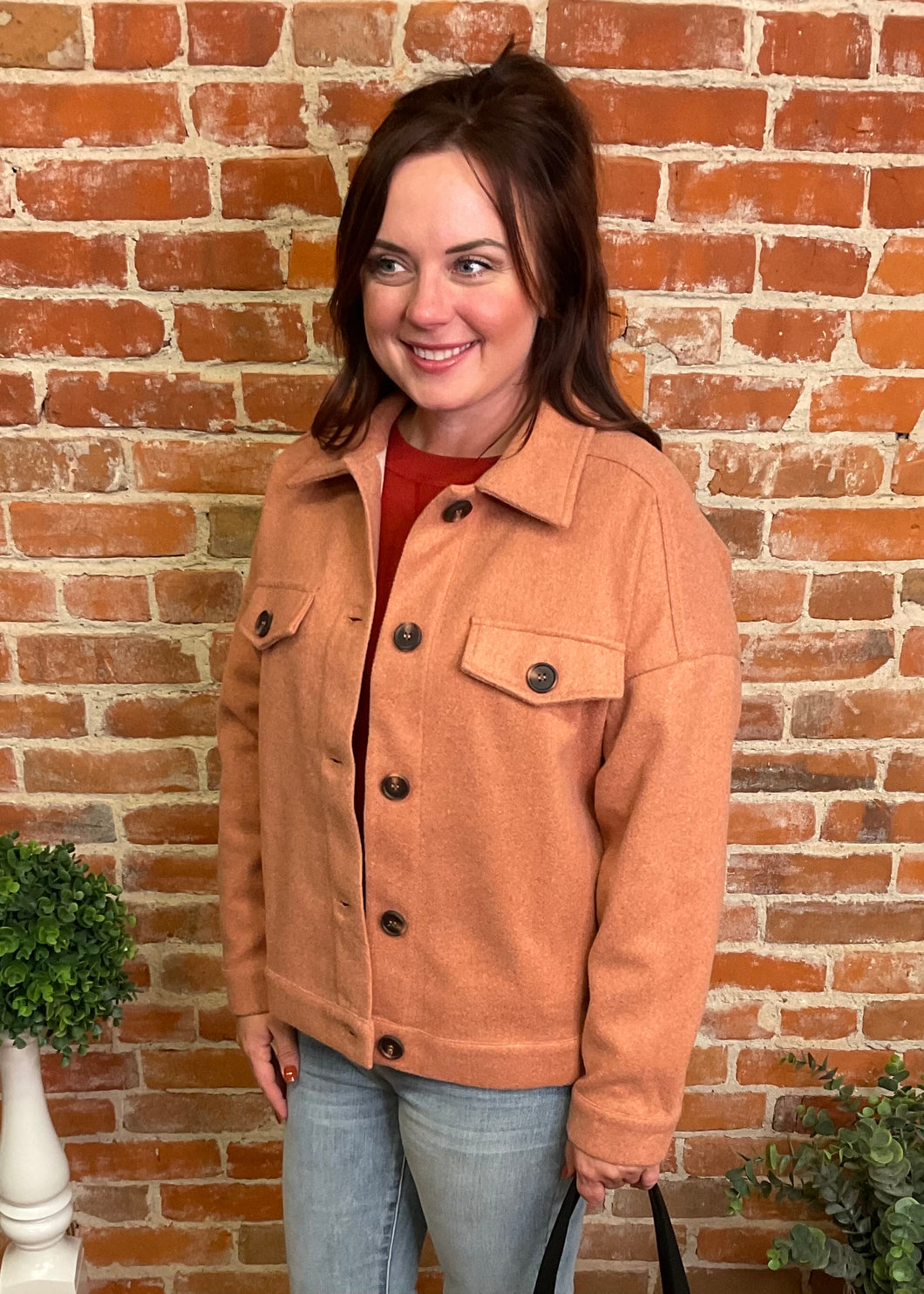 Faux Wool Light Pumpkin Jacket