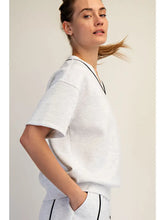Light Heather Grey & Black V-Neck Top