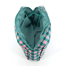Gingham Check Pattern Quilted Puffer Pouch: Red