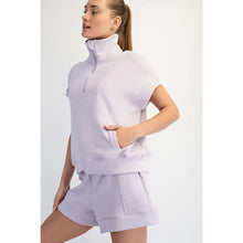 Lavender Quarter Zip Short Sleeve Pullover