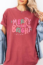 Merry and Bright Graphic Garment Dyed Tee: BERRY / XL
