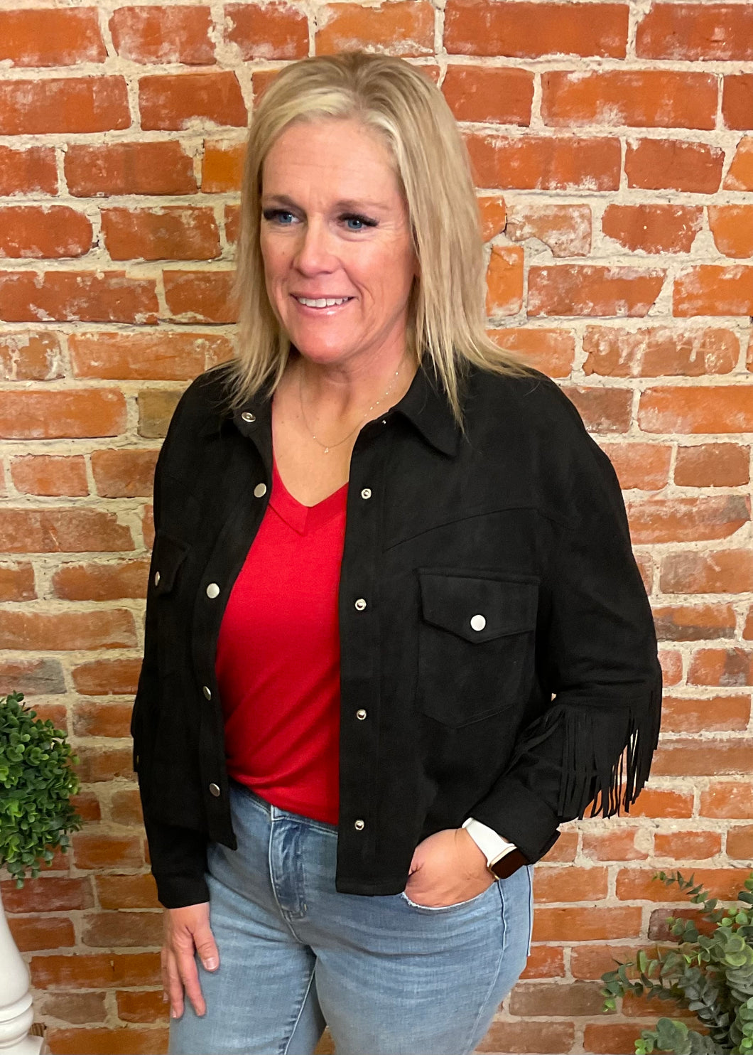 Black Suede Tassel Detail Jacket