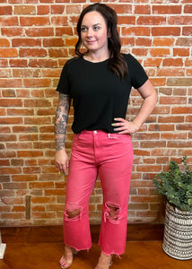 Vervet Hot Pink Crop Flare Jeans