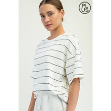 Cream & Black Stripe Short Sleeve Top