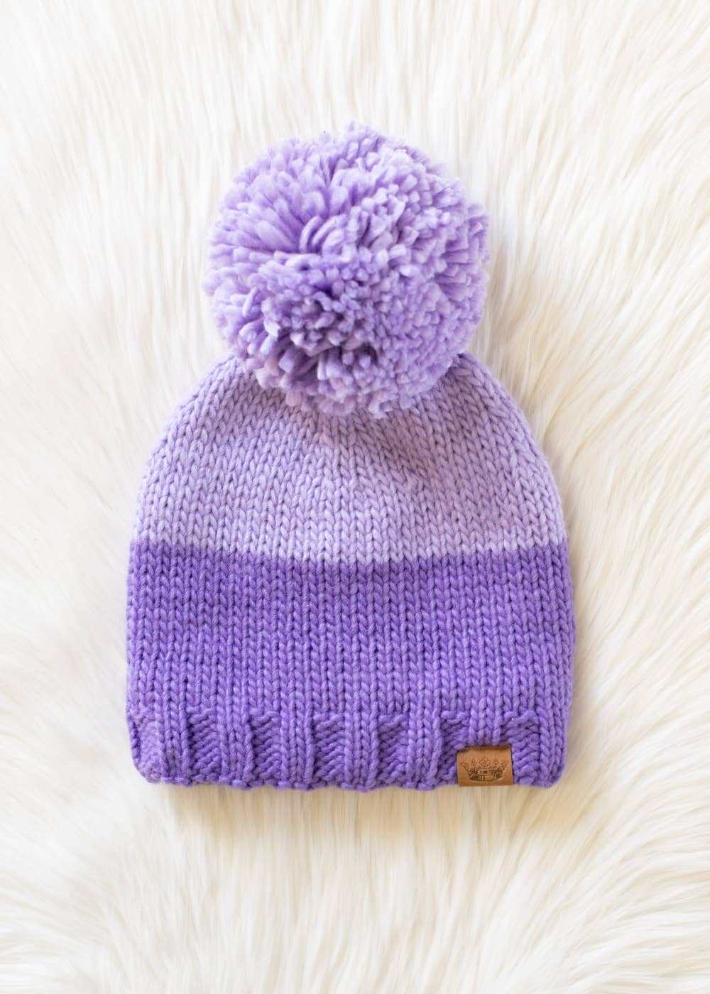 Light Purple & Purple Color Block Pom Hat