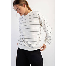 Cream & Black Stripe Long Sleeve Top