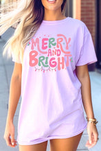 Merry and Bright Graphic Garment Dyed Tee: BERRY / M
