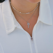 Silver Gabby White Bead and Pearl Necklace