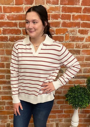 Ivory & Clay Collared Sweater