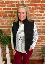 White & Thin Black Stripe Thermal Top