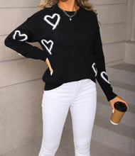 Black Fuzzy Heart Sweater