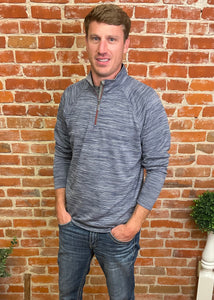 Heather Navy Mock Neck Pullover