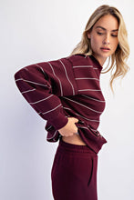 Dark Cherry & Cream Stripe Long Sleeve Top