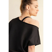 Black French Terry Off Shoulder Top