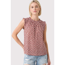 Burgundy & Navy Geo Print Top