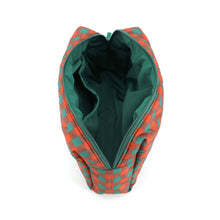 Gingham Check Pattern Quilted Puffer Pouch: Pink/Green