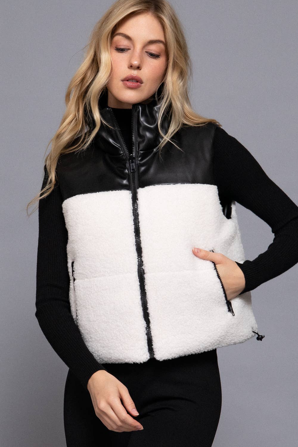 Black & Sherpa Reversible Vest