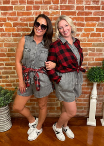 Black Acid Wash Romper
