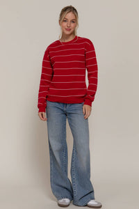 Red & Ivory Fleece Lined Sweatshirt