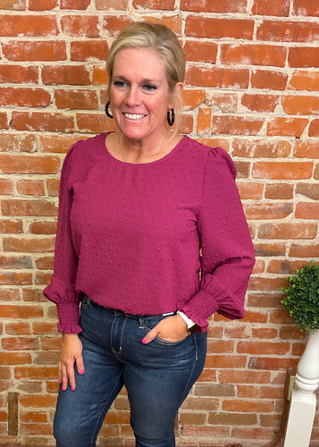 Magenta Swiss Dot Top
