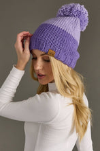 Light Purple & Purple Color Block Pom Hat