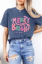 Merry and Bright Graphic Garment Dyed Tee: BERRY / L