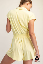 BUTTER SHORT SLEEVE QUARTER ZIP ROMPER: Black / S-M-L(2-2-2)