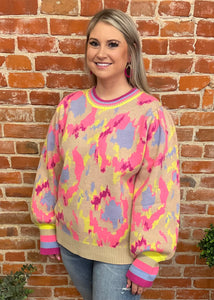 Taupe & Neon Sweater