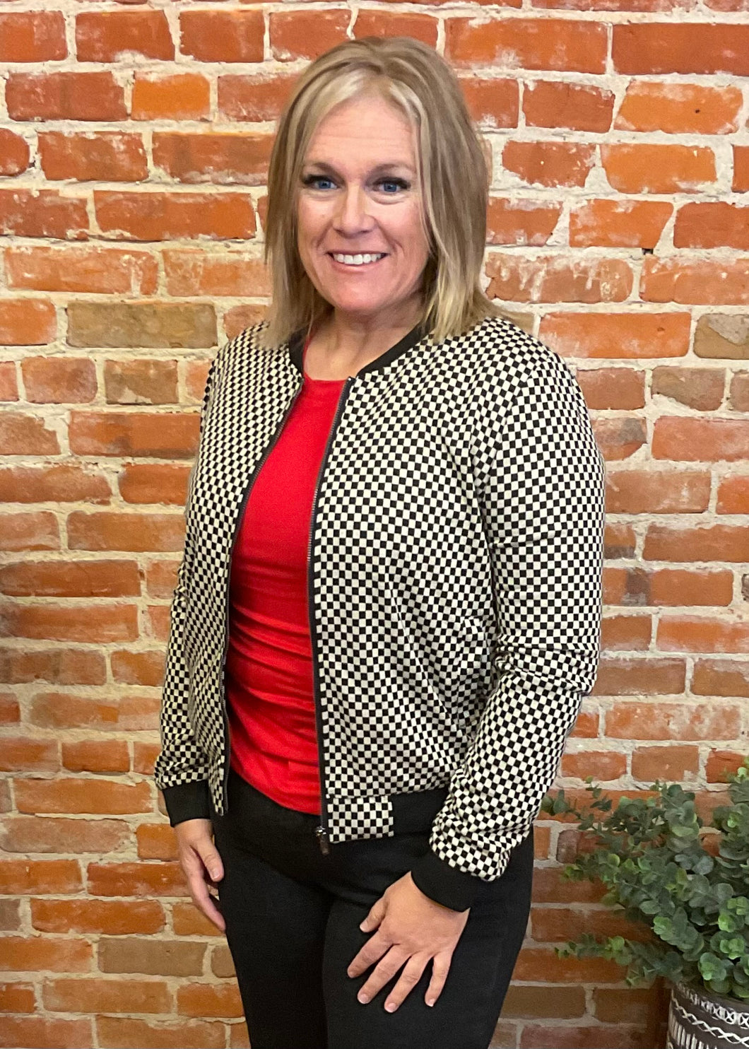 Black & Tan Checkered Bomber