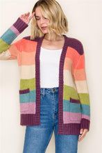 Plum & Orange Color Blocked Cardigan