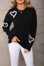 Black Fuzzy Heart Sweater